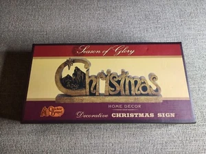 Letrero de Navidad de Navidad de barril de galletas vintage temporada de gloria dorada nuevo en caja descuento. - Imagen 1 de 4