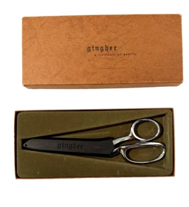 Vintage Gingher Scissors 8" Knife Edge w/Sheath Chrome Shears Dressmaking Tailor - Picture 1 of 5