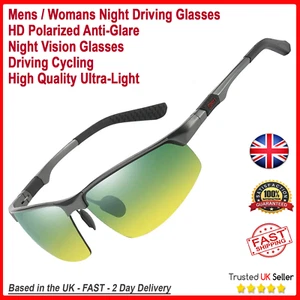 Night Driving Glasses Mens / Womans HD Polarized Anti-Glare Night Vision Glasses - Picture 1 of 8