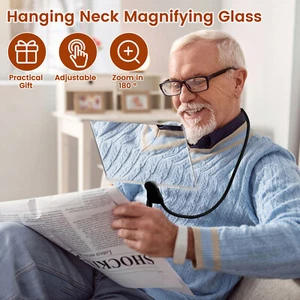 Hands Free Magnifying Glass Adjustable Neck Wear Magnifier Large Square leUtd+ - Picture 1 of 12