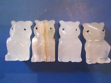 small onyx marble owl statue figurines. Lot of 4. 2" tall. White