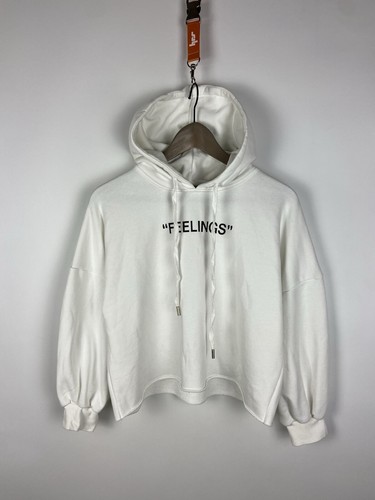 Alexander Wang Top Felpa Corta con Cappuccio Bianco Tg S