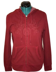 Lucky Brand Women's Rare Retro Y2K Medium Vintage Red Hoodie Peace Dove Wings - Picture 1 of 5