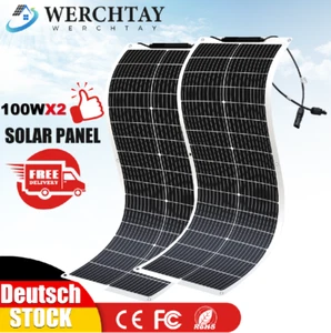 2*100W Flexibel Solarmodul Solarpanel 100 Watt Mono Für Wohnmobil Camping 200W - Bild 1 von 15
