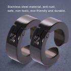 (Black Smooth Surface)1 Pair Stylish Stainless Steel Ear Clips Earrings Lve