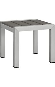 Modway Silver Gray Shore Outdoor Patio Aluminum Side Table