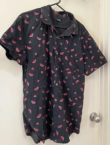 Stussy Men’s Black Watermelon Slices Collared Top-Casual-Beach-Comfy-Holiday-L - Picture 1 of 14