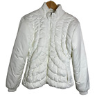 Adidas Women's Quilted Ruched Puffer Jacket Coat Off White Size Medium