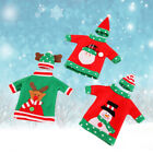 3 Pcs Christmas Wine Bottle Ugly Sweater Covers Clothes