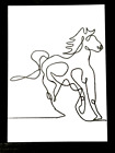 Original ACEO One Line Happy Running Horse Medium Marker on Paper Signed Artist