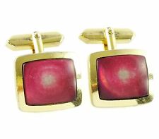 Vintage Cufflinks Pink Dyed Mother-of-Pearl Cuff Links Angled Backs
