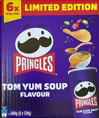 PRINGLES TOM YUM SOUP Flavoured Limited Edition 6 X 134g Cans Hot & Spicy Minis • 29.99$