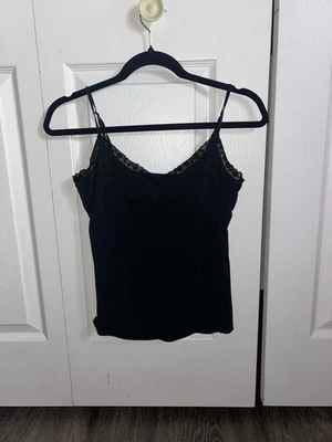 Camiseta sin mangas Express para mujer negra de encaje con ribete grunge - talla mediana Foto 1 de 4