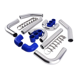 2.5 inch 64mm Universal Aluminum Intercooler Turbo Piping Kit+ Silicone+Clamp - Picture 1 of 21