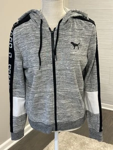 Victoria's Secret PINK Bling Perfect Full Zip Hoodie Grey M - Picture 1 of 4