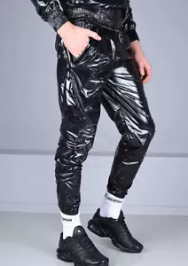 Pantalones de chándal MR. RIEGILLIO de nailon brillante 24 negros R1026 - Imagen 1 de 10