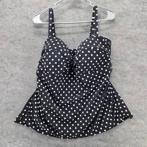 Chaps Tankini Womens 20W Black White Polka Dot Swimwear - Picture 1 of 4
