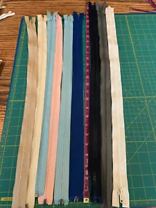 Lot #8 9- YKK Serarating Zippers Multicolor Nylon & Metal Zips 24"-27" - Picture 1 of 1
