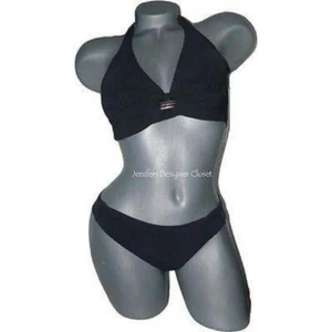 NWT GIDEON OBERSON 8 halter bikini swimsuit black 2PC designer bathing suit - Picture 1 of 2