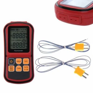 Digital Thermocouple Thermometer Dual Channel Temperature Meter Tester Handheld - Picture 1 of 6