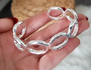 EDLES Armband 925 SILBER massiv Armkette Ring breiter ARMREIF Armzange Zirkonia - Bild 1 von 6