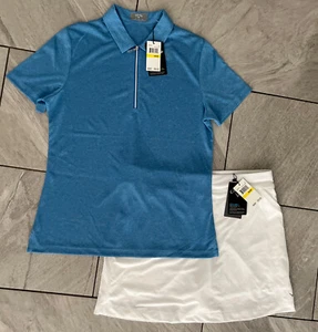 Callaway Golf Tennis Pickleball 2pc Set: White Skort Pockets Blue Top Shirt Sz M - Picture 1 of 10