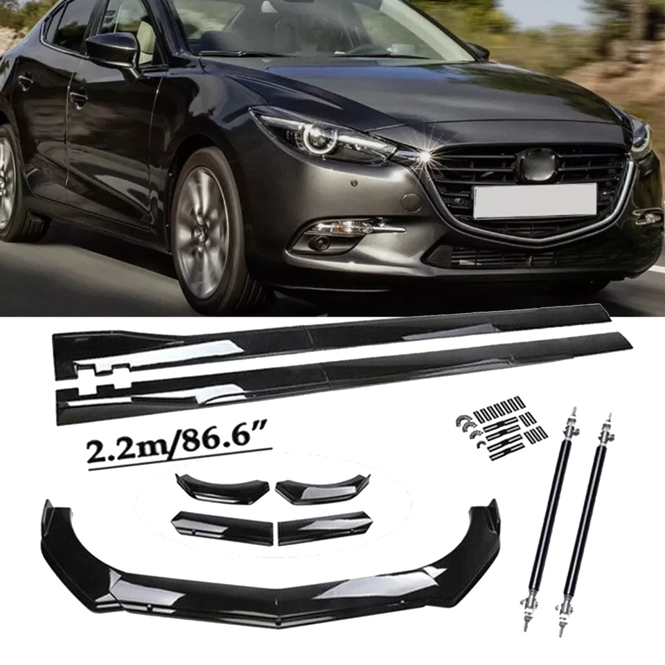 For Mazda 2 3 5 6 Front Front Bumper Lip Splitter+86.6" Car Side Skirt Foto 1 de 4