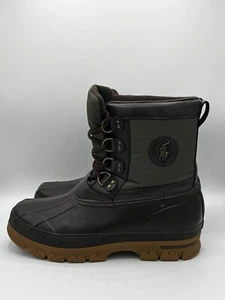 SCARPE STIVALI POLO RALPH LAUREN UOMO IMPERMEABILI PIOGGIA 10D LOWEN-BO-WPF MARRONE/VERDE - Foto 1 di 9