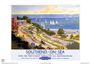 SOUTHEND ON SEA ESSEX RETRO POSTER VINTAGE RAILWAY TRAVEL ADVERTISING ART - Picture 1 of 1