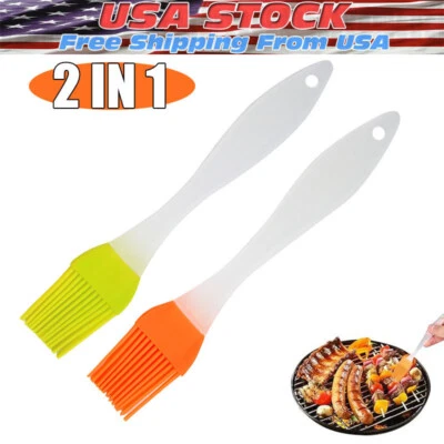 2 PIEZAS Cepillo de Aceite Silicona para Hornear Pastelería Crema para Barbacoa Basting Cocina Fiesta Nuevo EE. UU. Foto 1 de 4