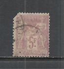 FRANCE SCOTT 96 USED FINE - 1877 5fr VIOLET/LAV ISSUE - PEACE & COMMERCE (A)