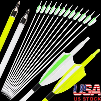 SURWOLF 12X 30" Archery Carbon Arrows Turkey Feather SP500 Recurve Bow Shooting Hunting