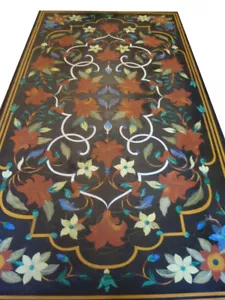 60" x 36" Marble dining table top semi precious stones handmade work home decor - Picture 1 of 4