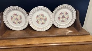 1930's Sebring Pottery Co. USA 10" dinner plate Rose Bower IT-S-528 22 K Gold - Picture 1 of 13