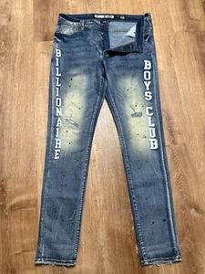 Billionaire Boys Club Bb Trek Distressed Blue Jeans Pants Mens Size 36x32 - Picture 1 of 14