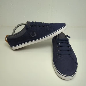 Fred Perry Hallam Twill Trainers Mens UK 8 EUR 42 US 9 Navy Caual Sneakers - Picture 1 of 15