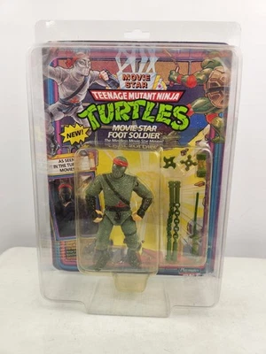 1992 年 TMNT 电影明星步兵可动人偶全新未打孔带保护复古 — 第 1/4 张图片