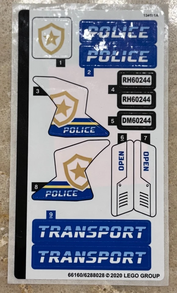 Lego City Police HOJA ADHESIVA SOLO para Set 60244 Policía Helicóptero Transporte Foto 1 de 1