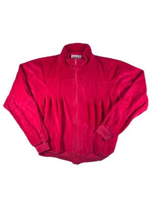 Chaqueta deportiva de terciopelo rosa vintage de los 90 Hecha en EE. UU. Ropa de calle Hip Hop Foto 1 de 4