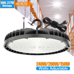 US PLUG 240W 4500K/5000K/5700K UFO LED High Bay Light Stadium Warehouse Lighting - Picture 1 of 18