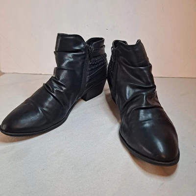 Botines SM New York Geronimo para mujer 10 negros imitación cuero grunge moto gótico Foto 1 de 4