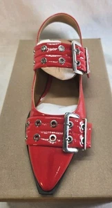 Steve Madden donna taglia 11 rosso ecopelle vernice grigio cinturino piatto nuovo - Foto 1 di 5