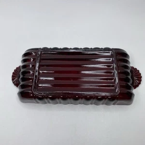 Vintage Anchor Hocking Ruby Red Relish Butter Cheese Trinket Tray 8 1/2 Long - Picture 1 of 12