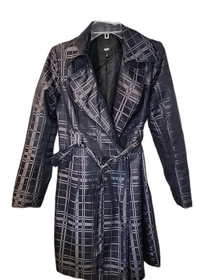 Mossimo Charcoal Gray Plaid Lined Belted Button Trench Coat Jacket Size S (Read) - Image 1 of 4