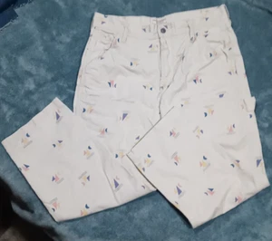 J. Crew Wallace & Barnes Double Knee Work Carpenter Pants Sailboat Print 34X36 - Picture 1 of 5
