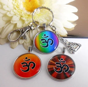 Schlüssel Anhänger Om Aum Buddha / Cabochon / Motivwahl / Meditation Yoga Reiki - Bild 1 von 8