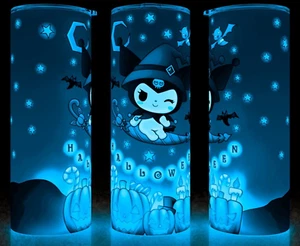 Glow in the Dark Kuromi Halloween Witch and Pumpkins Coffee Cup Mug Tumbler 20oz - Picture 1 of 4