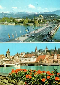 Postkarte Luzern Schweiz Mehrfachansicht 1973 + Briefmarke - Bild 1 von 2
