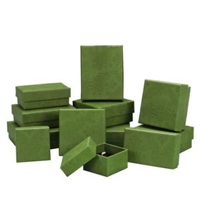 Vintage Green Paper Jewelry Gift Empty Packaging Boxes with Sponge Fill Padd Ⓢ - Picture 1 of 11