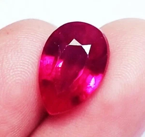 Pear Shape Natural Red Ruby 6.70 Ct Certified Loose Gemstone - Imagen 1 de 6